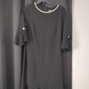 Glamour Elegant Black Dress with Embellished Neckline